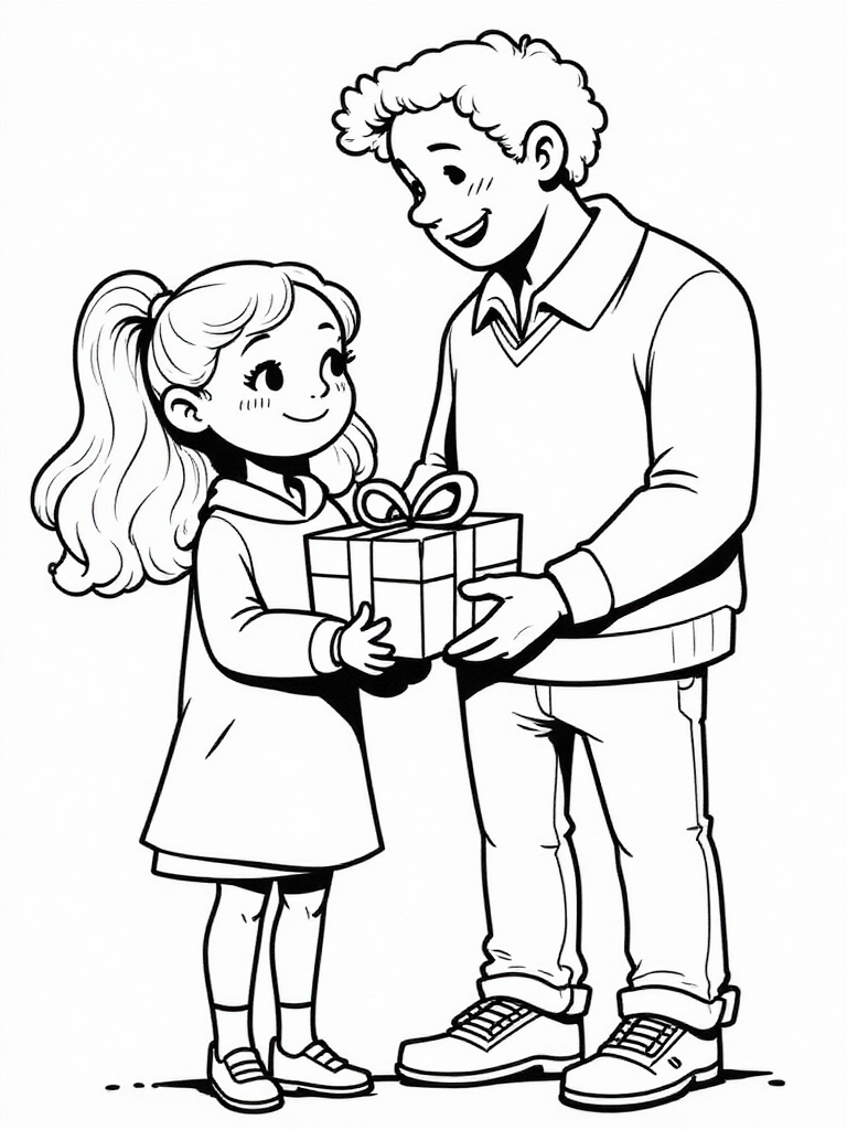 Disegno da colorare festa del papA  padre e figlia